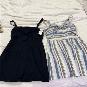 Abercrombie & Fitch Navy Tie-Front Sundress & Striped Tie-Front Sundress